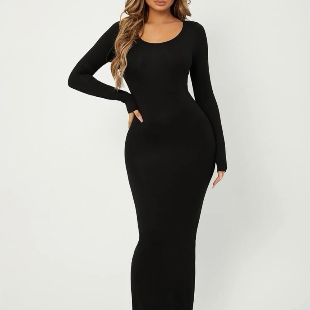 Black women Solid Maxi bodycon dress